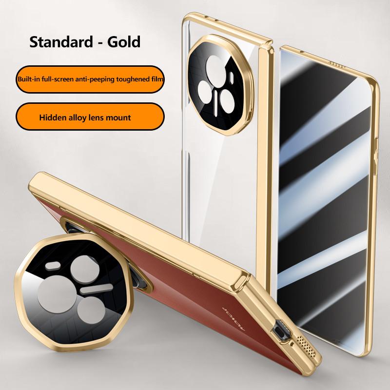 Electroplated Hinge Transparent Phone Case for Honor Magic V3 Metal Lens Holder with Tempered Film Shockproof Holder Business Cover