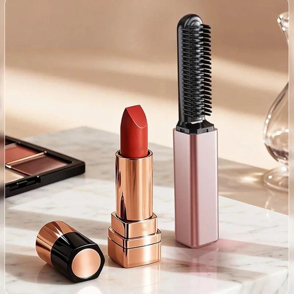 USB Charging Mini Straight Hair Brush Cordless Hair Styling Iron Bangs Curling Iron Blowout
