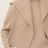 MOON J HOODED CABLE-KNIT MERINO SCARF - BEIGE