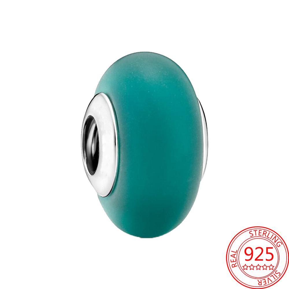 Original S925 Silver Fit Fashion Bracelet Charm Murano Glass Beads Ladybird Four Leaf Clover Pendant Jewelry Gift Accessories