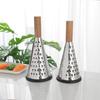 Three-Sided Stainless Steel Grater with Wooden Handle for Vegetables, Carrots, and Cheese