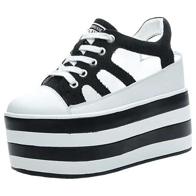 Модные Высококачественные Сандалии на Платформе и Танкетке 12 см для Женщин Кроссовки Летняя Обувь С Перфорацией Летние Кроссовки Натуральная Кожа 2024