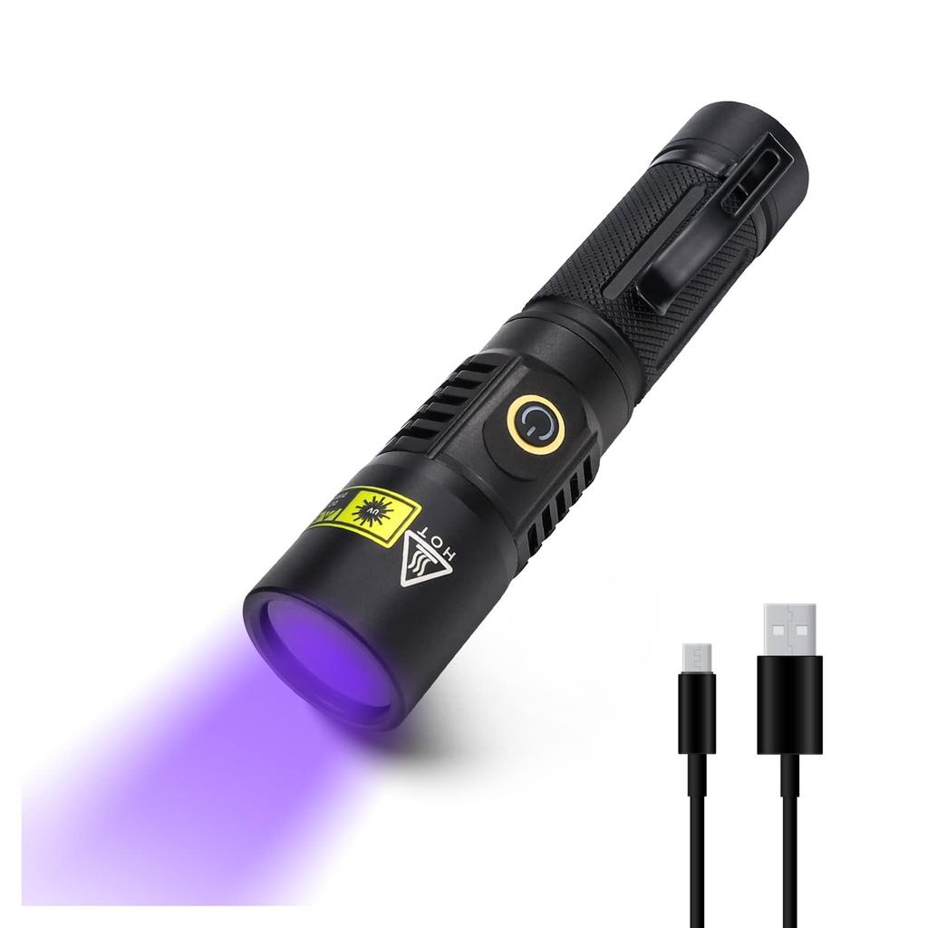 365nm 20W USB Rechargeable UV Black Light for Resin Curing, Powerful UV Light, IPX4 Waterproof, 2 Modes, Aluminum Alloy Construction, Compact,