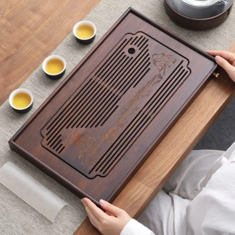Bamboo Chinese Kungfu Tea Tray Detachable Tea Serving Tray Simple Drain Tea Table Tea Enthusiast