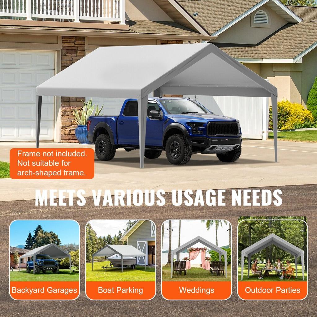 Carport Replacement Canopy Cover 13 x 20 ft, Garage Top Tent Shelter Tarp Heavy-Duty Waterproof & UV Protected, Easy Installation with Ball