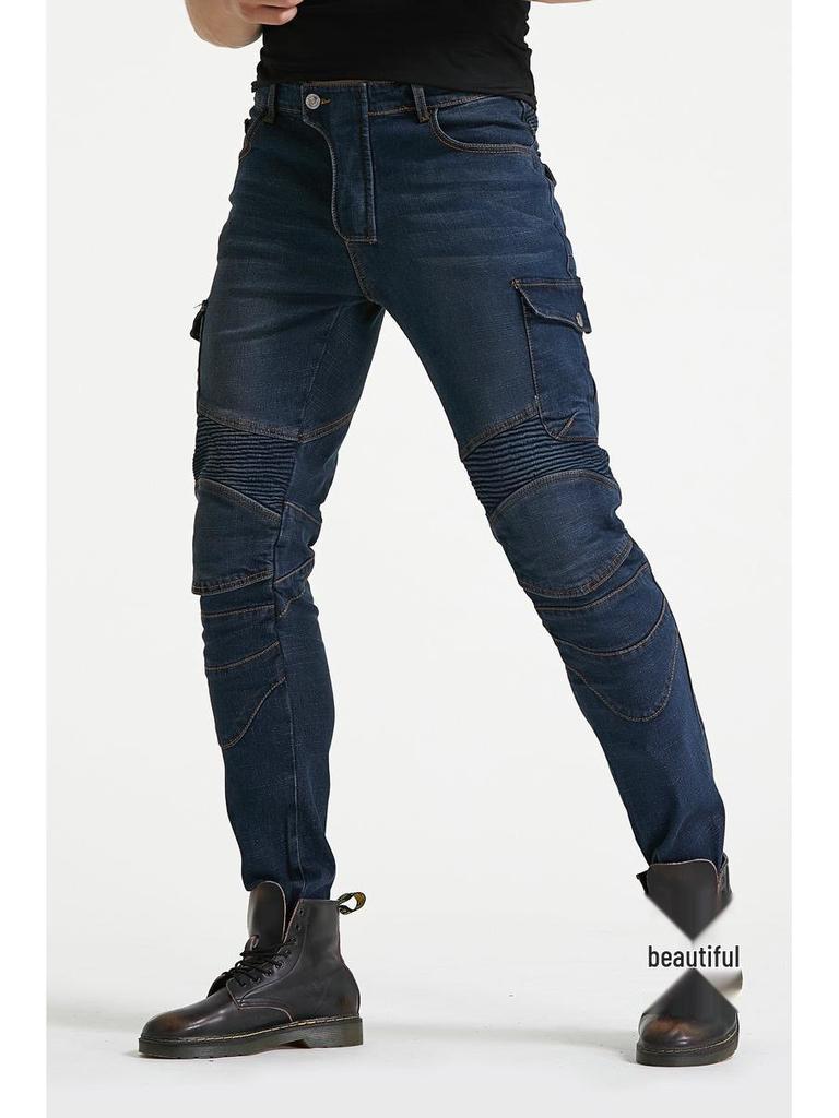 Мотоциклетные джинсы Four Seasons армейского зеленого цвета с защитной экипировкой