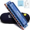 East Top Harmonica Blues Harmonica 10 Hole Harmonica F# Key 10 Holes 20 Tones Brass Cover Canvas Case Clean Cloth Beginner Expert Study For Practice