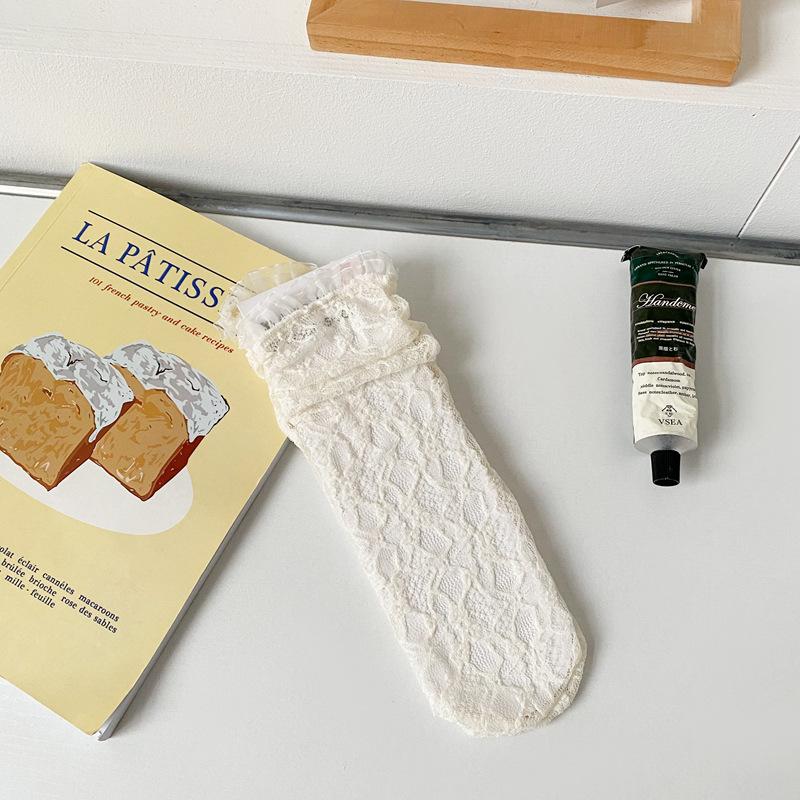 Сетчатые кружевные носки женские летние ажурные тонкие дышащие свободные длинные носки JK Lolita Sweet Girls Kawaii милые носки с оборками