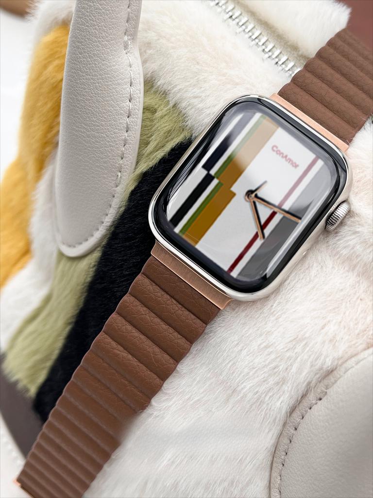 Магнитный кожаный ремешок для Apple Watch 44 45 49 мм 40 41 мм 42 38 мм 46 мм Металлический ремешок из нержавеющей стали для iwatch 8 7 SE 6 5 4 3 2 S10