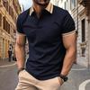 Men's Fashion Polo Shirt Colour Blocking Buttons Top Men's Sports Polo Shirt New Short-sleeved Body Shirt