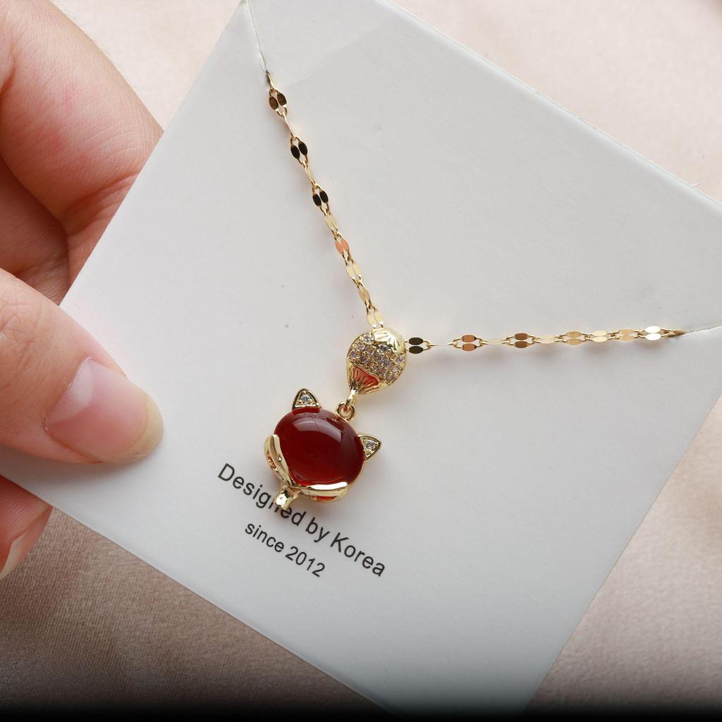 Модное ожерелье из розового золота с лисой в виде ключицы, невыцветающая цепочка с подвеской из титановой стали