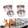 Cat Hanger Cage Cup Stainless Steel Pet Feeding Tools Stationary Dog Bowl Hanging Feeder Dish Travel Food Water Bowls