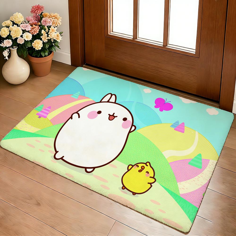 Мультяшный Милый M-Molang Коврик для Пола Уютный Фланелевый Мягкий Толстый Нескользящий Коврик для Гостиной Спальни Кухни Декор Ковры