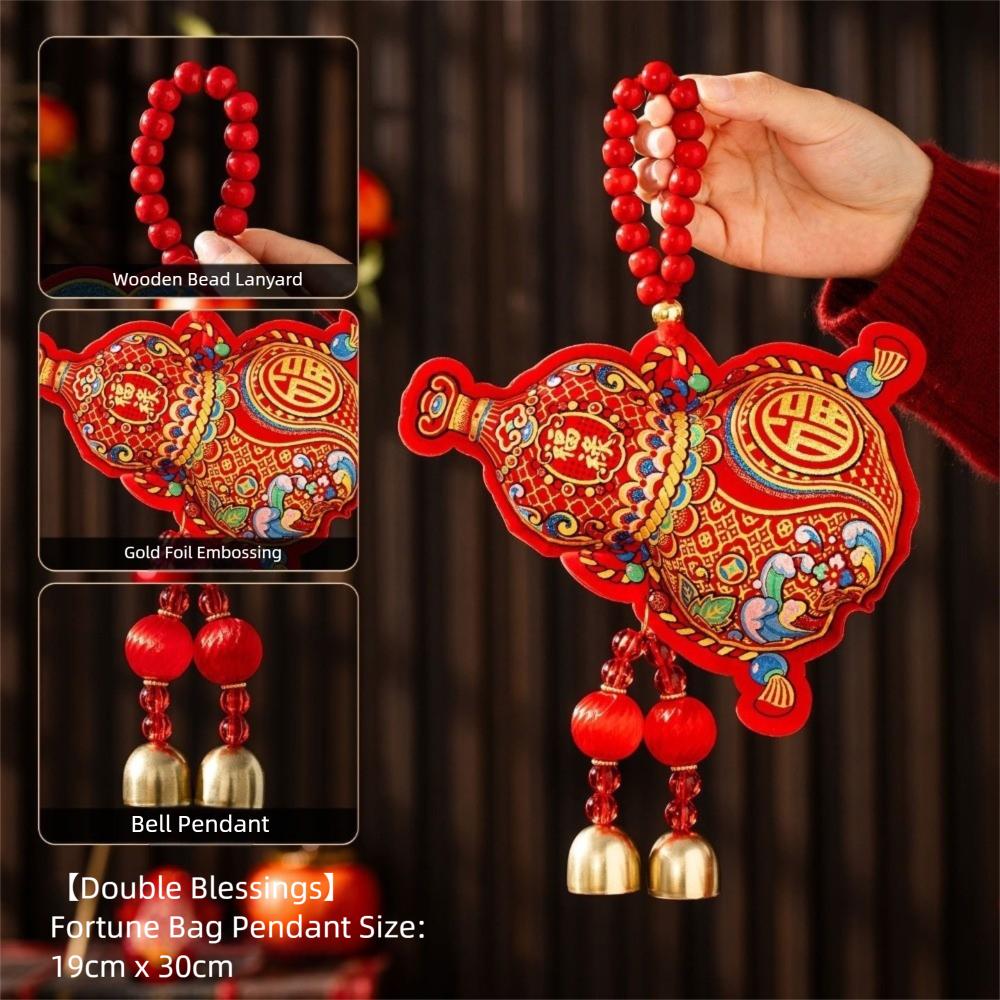 Bell Pendant Festive Ornaments Wooden Bead Lanyard Year Of The Horse  Living Room