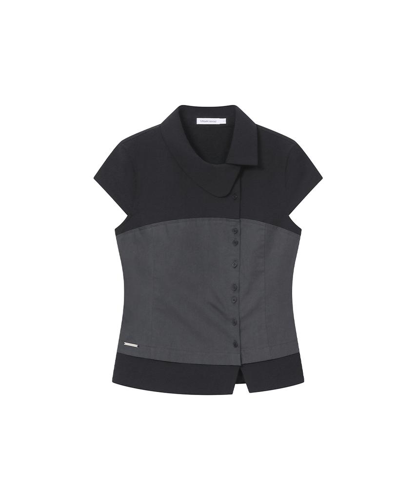 MISEKI SEOUL Hannah Side Collar Shirt Black