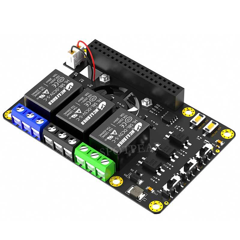 Raspberry Pi 3-канальная релейная плата с вентилятором и RGB-светодиодом