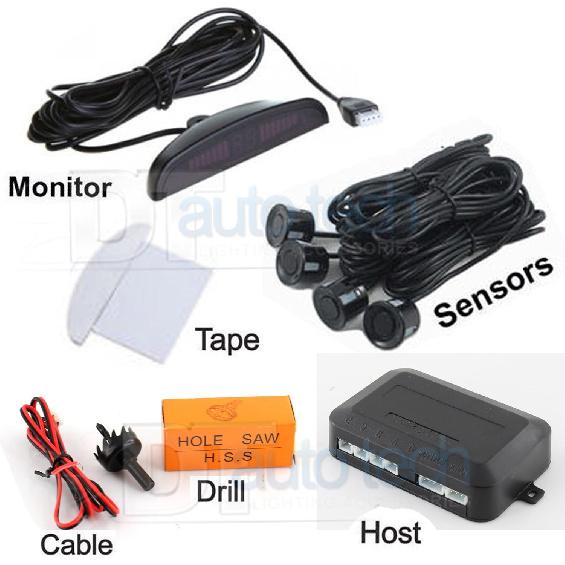 4 Parking Car Parking Sensor Kit LED Display View Reverse Backup Radar System Backup Sensor Reversing Sensors Universal Auto Radar Detector Sensors