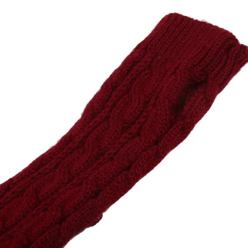 1 пара длинных вязаных унисекс перчаток с полупальцами для женщин и девочек, осенне-зимние, однотонные, теплые варежки до локтя