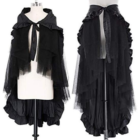 Женская юбка на Хэллоуин, косплей, нерегулярный подол с рюшами, на шнуровке, с высокой талией, в сетку, в стиле пэчворк, стимпанк, викторианское представление, ролевая игра, фотография, танцы