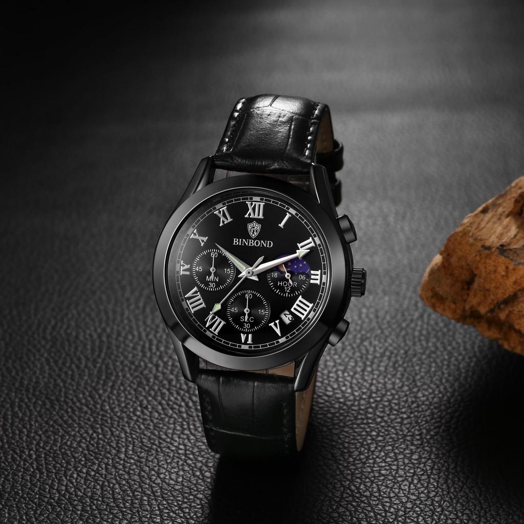 Leather Belt Rome Analog Genuine Leather Belt Waterproof Luminous Calendar Black Brown Quartz Watch Fashion Watch Day Birthday Christmas Day Boyfriend