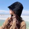 Soft Rabbit Fur Fluffy Bucket Hat For Women Autumn Winter Warm Plush Fisherman Cap Outdoor Fordable Female Windproof Basin Caps
