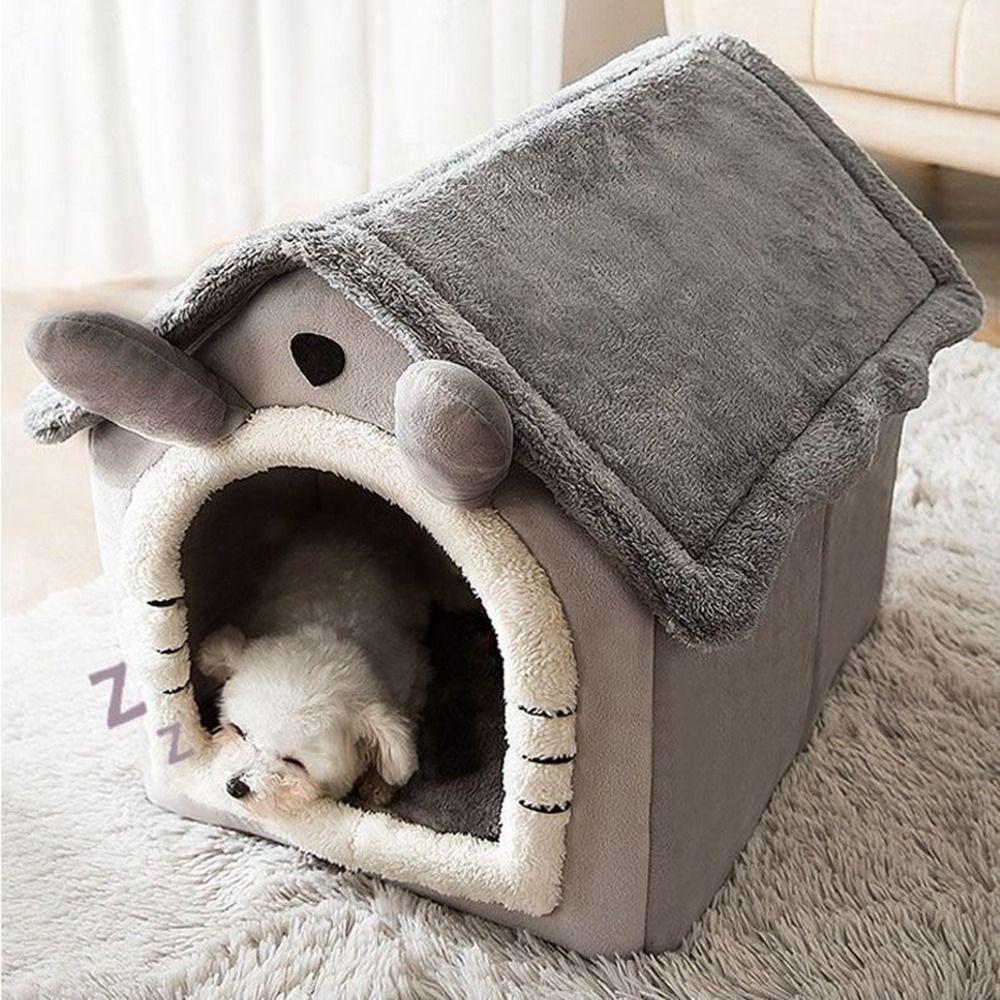 Gray Warm House Winter Kitten Puppy Nest Cat Kennel Cat Bed Pet Bed