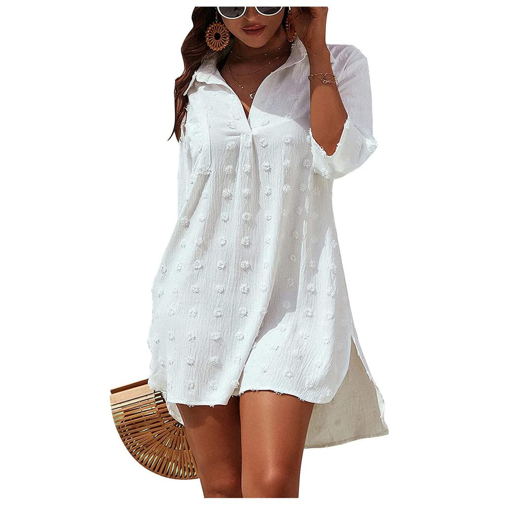 Женский модный повседневный купальник с карманами и v-образным вырезом, блузка, шифоновое бикини, пляжное платье