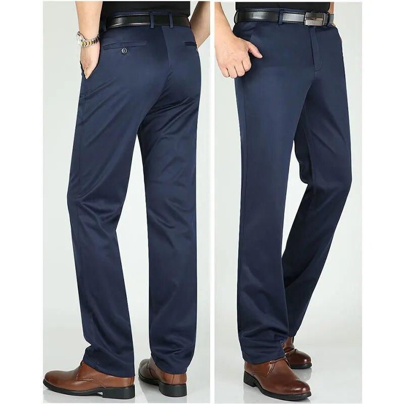 Тонкие мужчины среднего возраста, новый умный повседневный костюм, брюки, уличная мода, большие размеры, мужские деловые мешковатые прямые широкие брюки