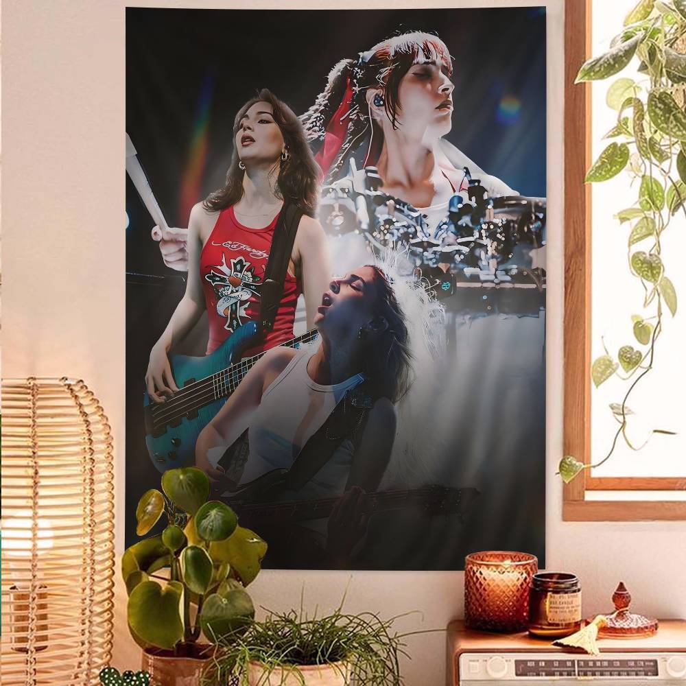 Band TThe Warning Anime Tapestry Hippie Flower Wall Carpets Dorm Decor Cheap Hippie Wall Hanging