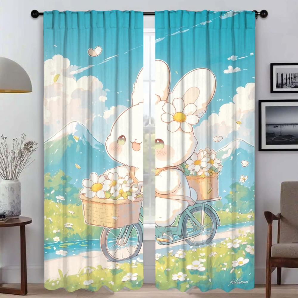 Good Morning Curtains Child Room Living Room Curtain Halloween Decoration Tulle for Bedroom Partition Shades Curtains 2 Pieces