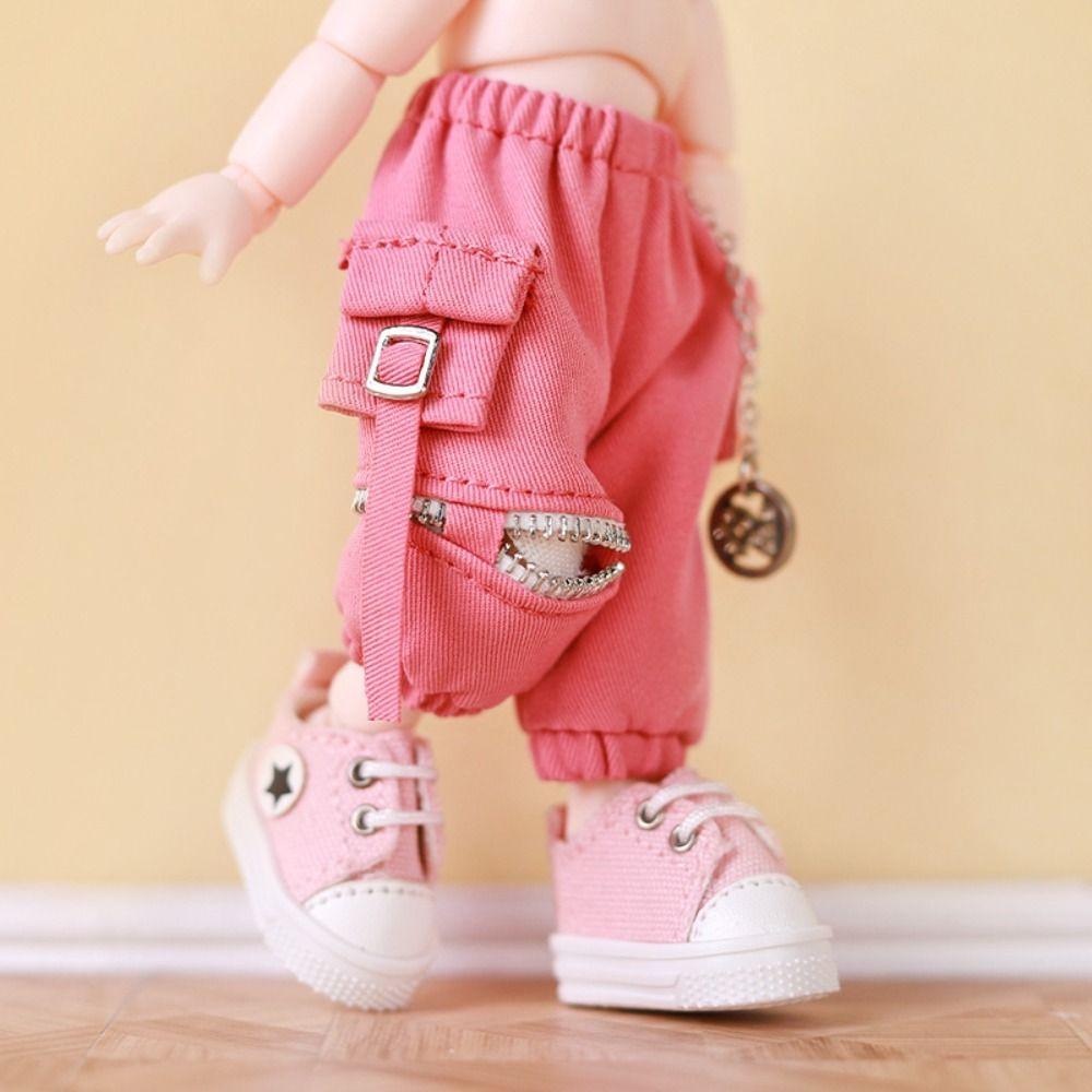 With Pockets OB11 Trousers Chain Overalls Doll Outfit Doll Cargo Pants Daily Casual Elastic Waist Obitsu 11 Clothes DIY Toy