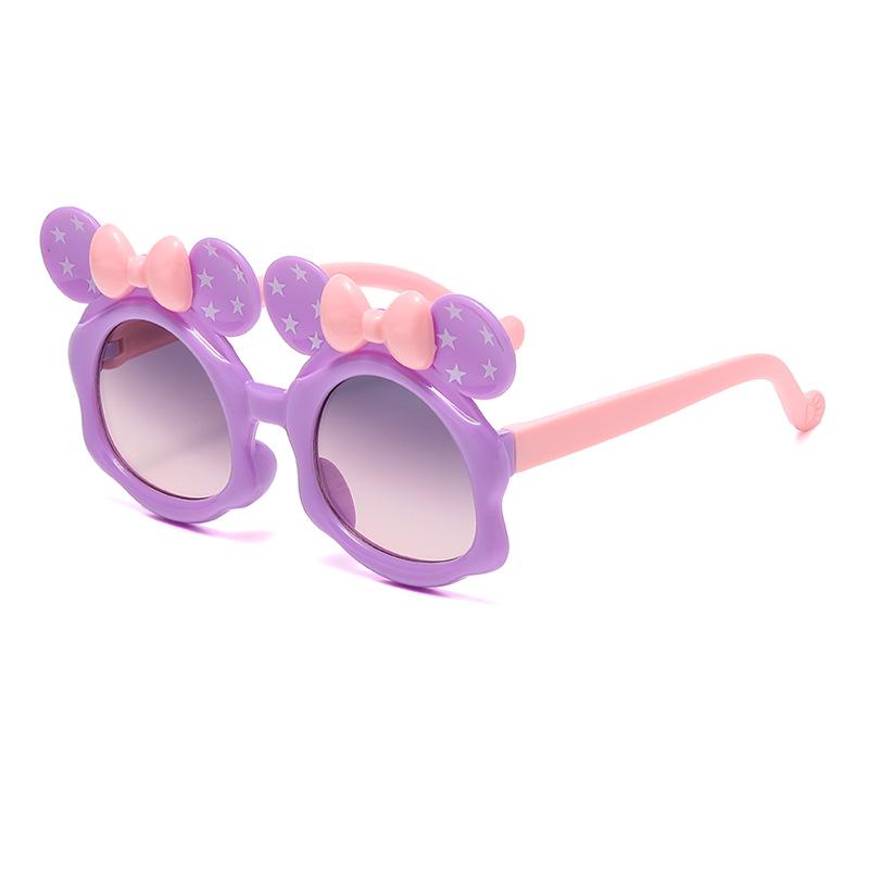 7330 New Cartoon Cute Glasses Double Bow Children'S Sunglasses Boys And Girls Anti-Ultraviolet Sunglasses