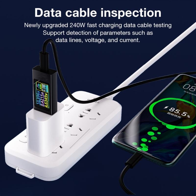 USB C Power Diagnostic Device Voltage Current Monitoring Tool Aluminum Digital Ammeter Voltmeter Portable Design