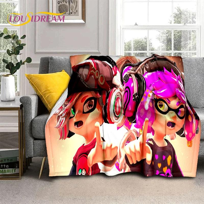 Splatoon3 PC Игрок Мультяшная Игра Мягкие Одеяла, Теплое Плед-Покрывало Уютное Одеяло для Пикника Кроватей Дивана Дома Спальни Подарок