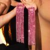 Personalised Exaggerated Rose Red Super Flash Rhinestone Earrings Long Tassel Earrings Senior Sense Earrings Earrings Female Earrings 1 Pair