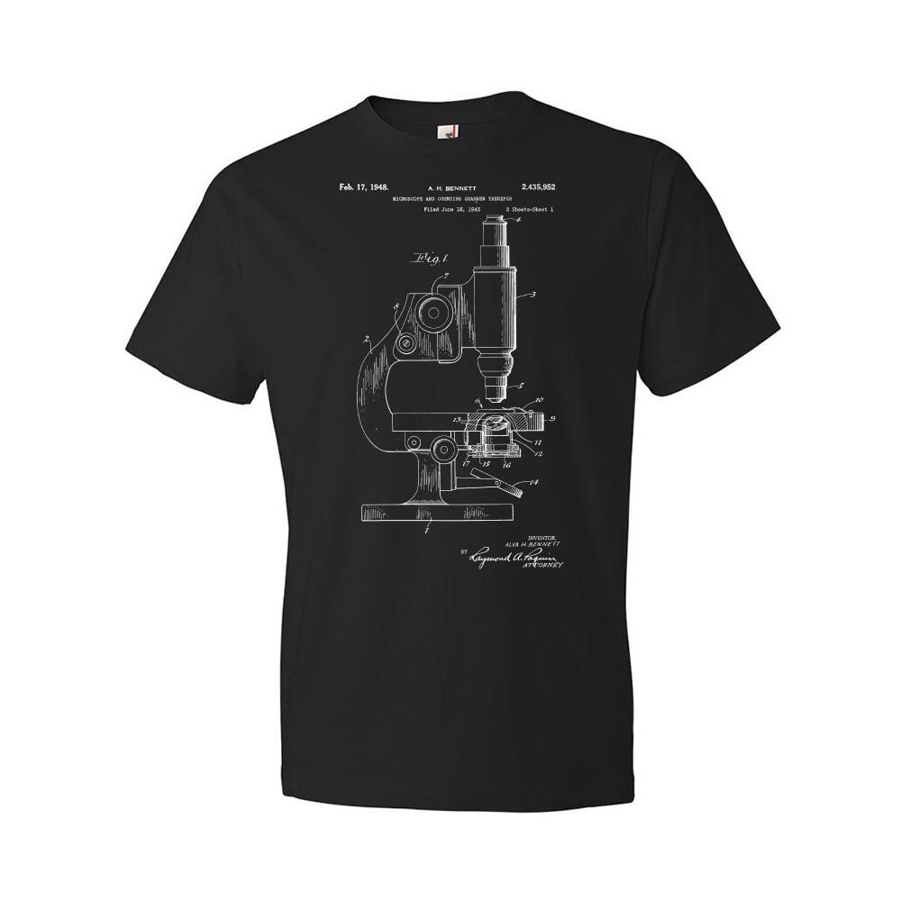 Microscope Patent Shirt Microbiologist Gift Science Shirt Microscope Blueprint