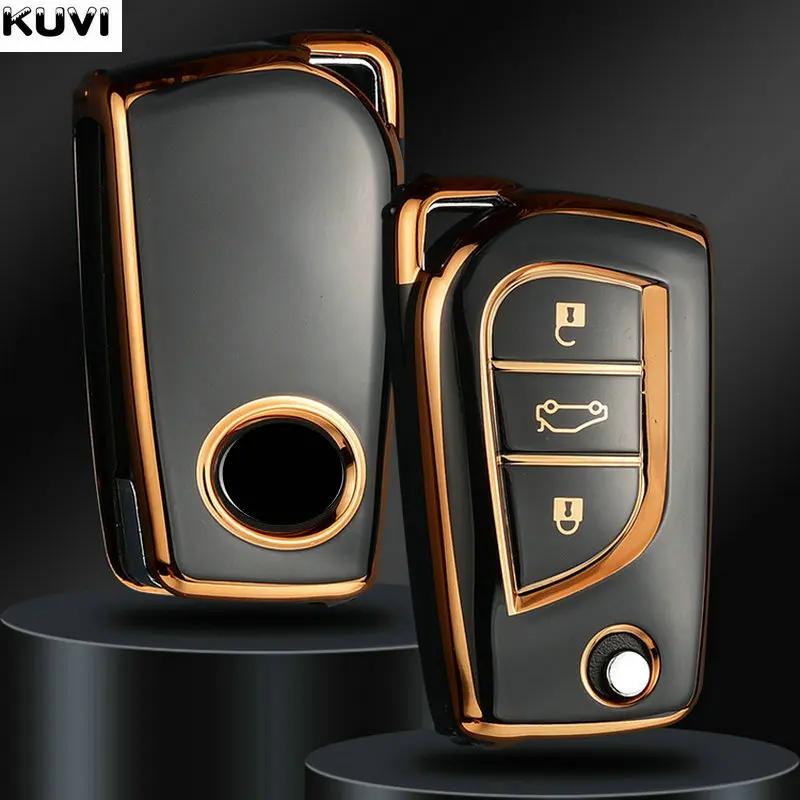 10PCS TPU Gold Edge Design Car Key Cover Case for S7 Auris Corolla Avensis Verso Yaris Aygo Scion TC IM 2015 2016 Camry RAV4 JH7