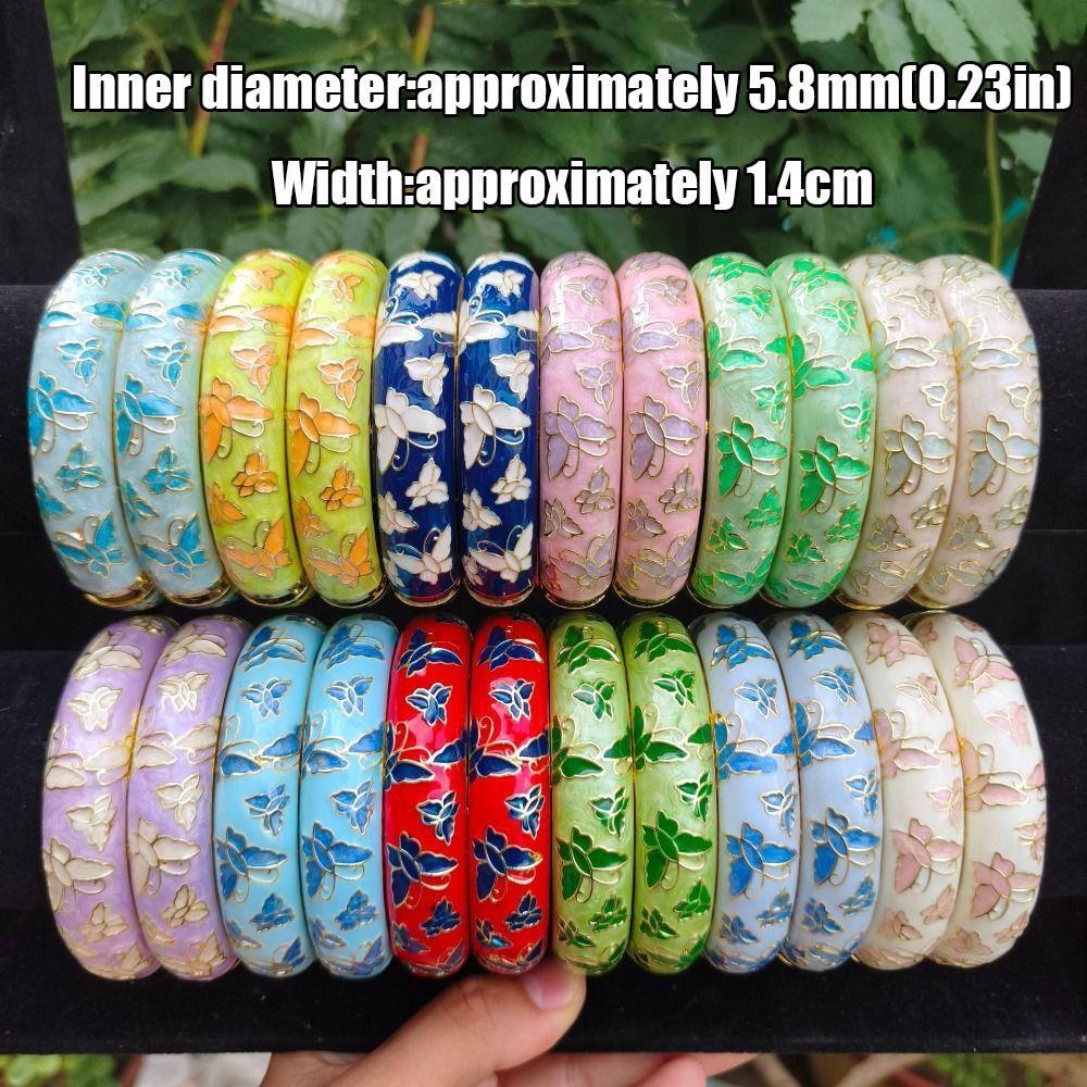 1.4cm Cloisonne Bracelet Enamel Colored Oil Drip Enamel Bracelet Gifts for Women Girl