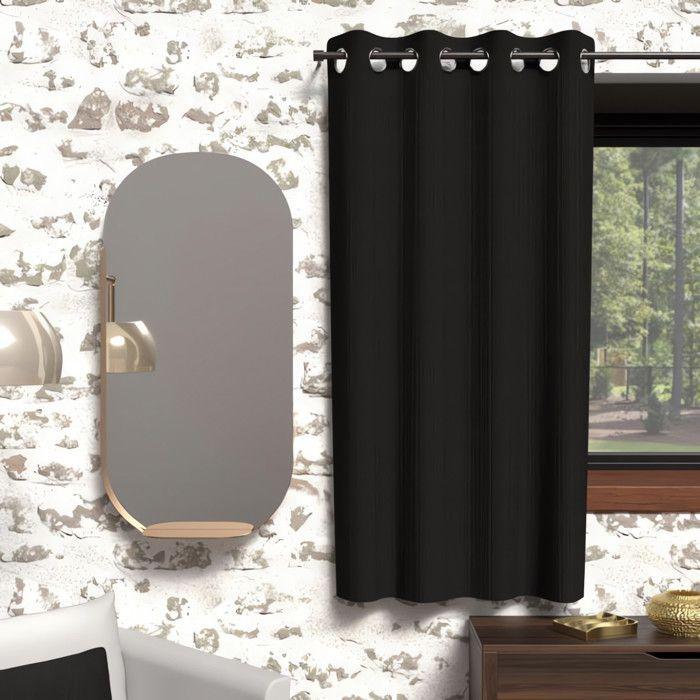 Blackout Curtain with Eyelets 135x180 Cm BOHEME Black, by Soleil d'Ocre
