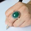 Кольцо из натурального зеленого оникса, Кольцо из стерлингового серебра 925 пробы, Кольца ручной работы, Ювелирные изделия в стиле бохо, Женское кольцо, Камень декабря, Новогодний подарок,