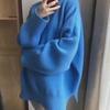 Women's Large Size Round Neck Slim Knit Sweater Pullover for Spring & Autumn - Solid Color, Loose Fit