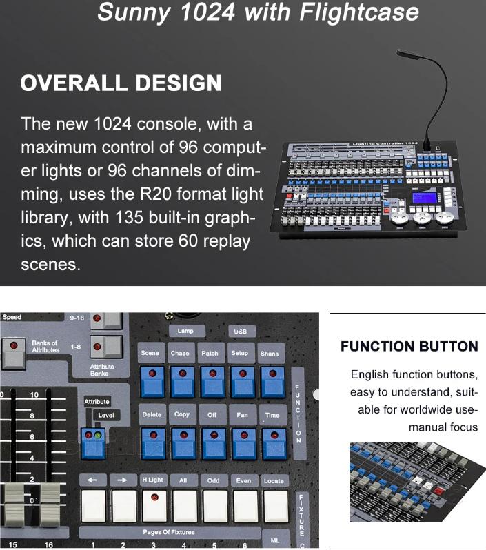 KING KONG 1024 DMX Console With Flight Case DJ Controller Suitable for Moving Head Light Par Light Series Stage Light Equipment