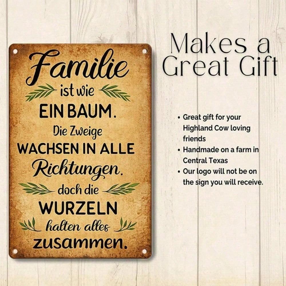 1 шт. Винтажная металлическая жестяная табличка Familie Ist Wie Ein Baum Немецкая цитата Декор стены 12x8 дюймов Ретро табличка