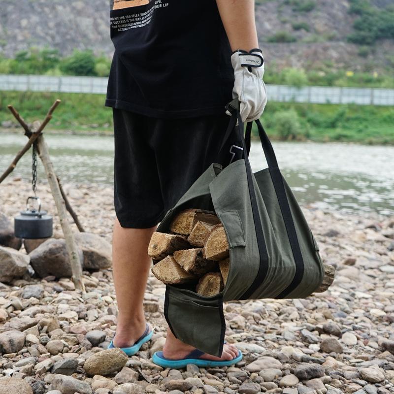 Стойка для хранения дров для костра на открытом воздухе, алюминиевый сплав, переносная холщовая сумка для кемпинга