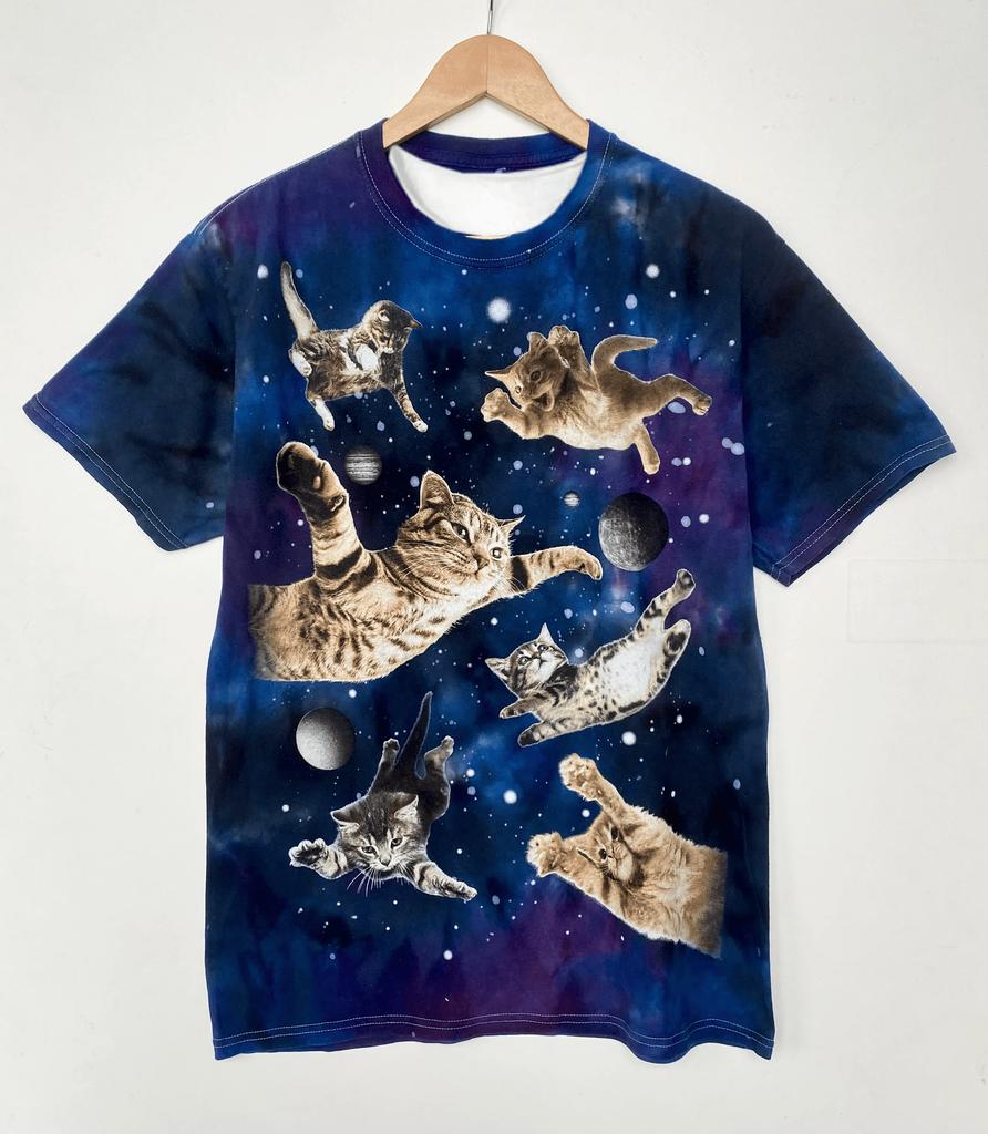 Adult and Children Interstellar Space Cat T-Shirt Cosmic Laser Cat Cute 3D Print Sci-Fi Personality Short Sleeve