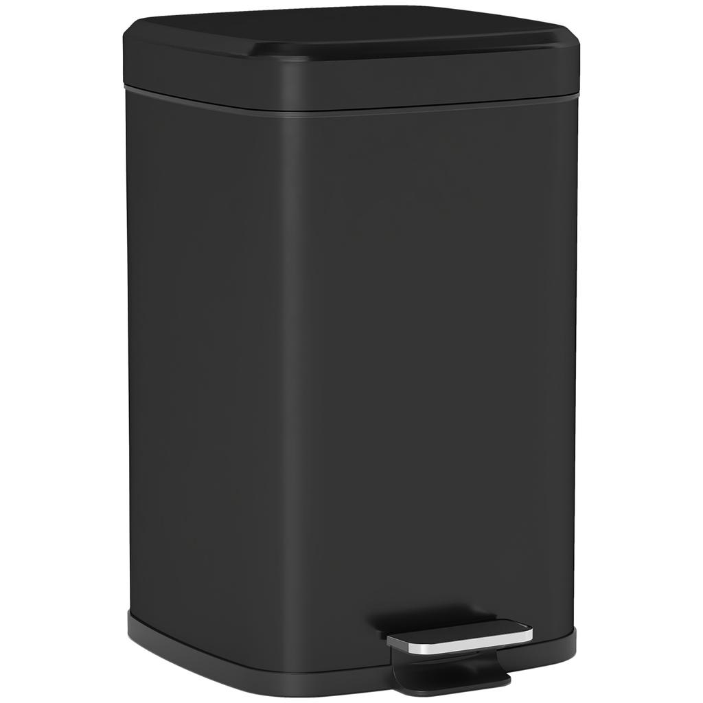 20L Modern Boxy Metal Home Kitchen Bin - Black