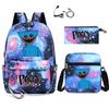 Large Capacity Printed Canvas Backpack Teens School Outdoor Laptop Use Lightweight With Padded Shoulder Straps