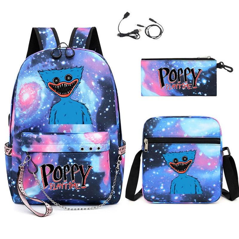 Large Capacity Printed Canvas Backpack Teens School Outdoor Laptop Use Lightweight With Padded Shoulder Straps