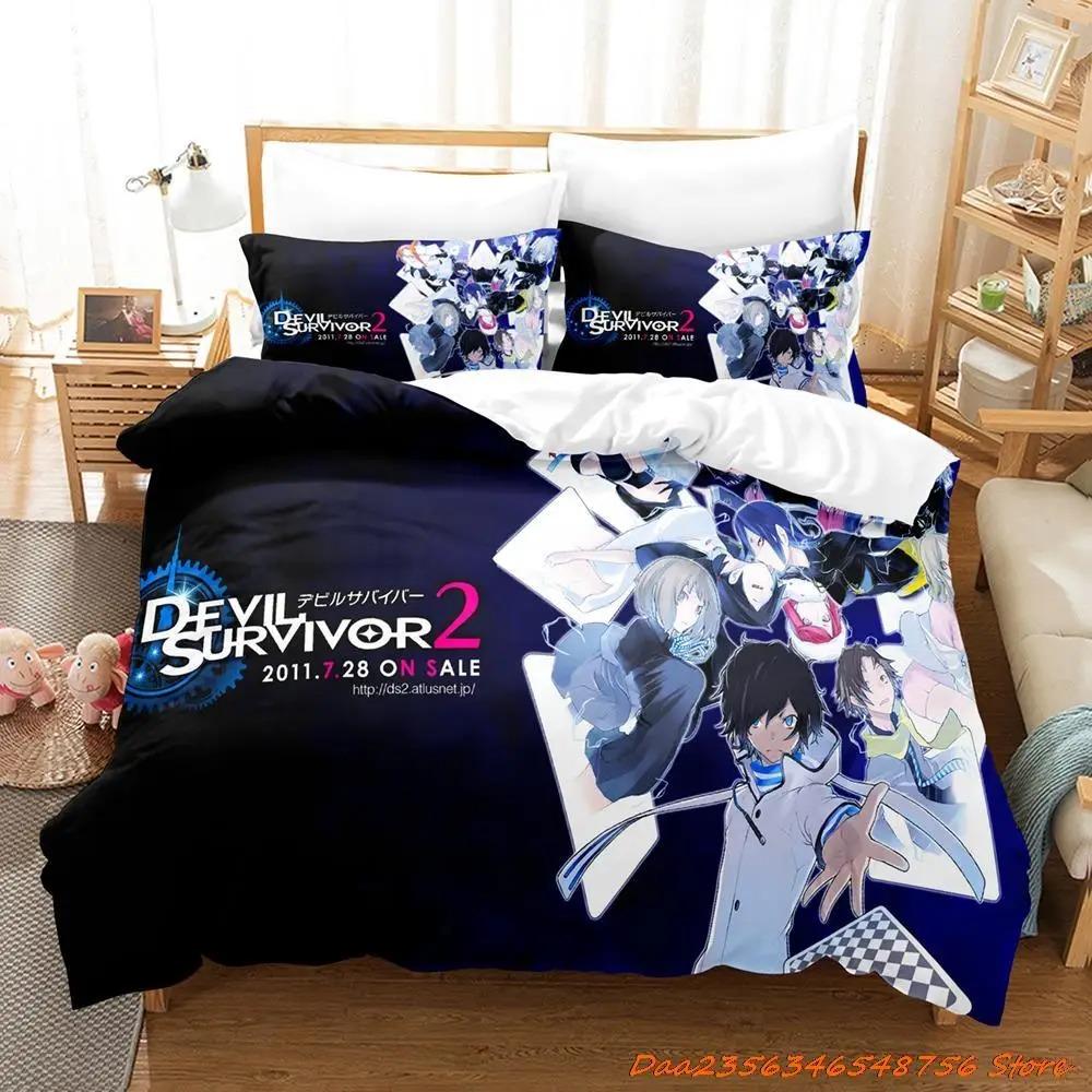 Devil Survivor 2 Постельное белье Мультяшное Аниме Трехсекционный Комплект Спальня для Мальчиков Подростков Комплекты Пододеяльников 3D Каваи Все Сезоны Camas