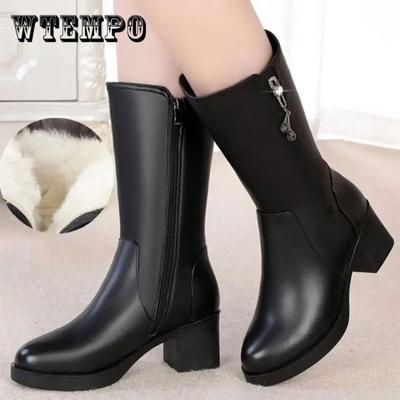 Зимние ботинки, термосапоги, женские длинные плюшевые сапоги, водонепроницаемые и нескользящие ботинки, утепленные зимние сапоги, мамина обувь